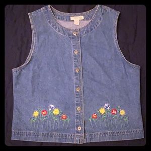 Vintage denim vest with embroidery